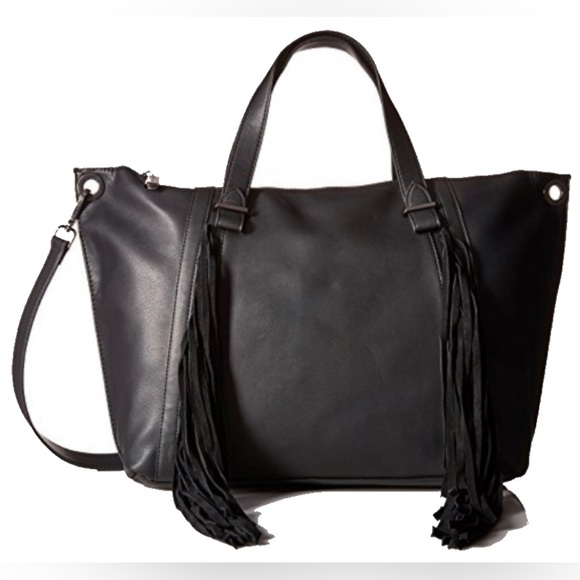 Steve Madden Black Fringe Tote - Picture 1 of 9